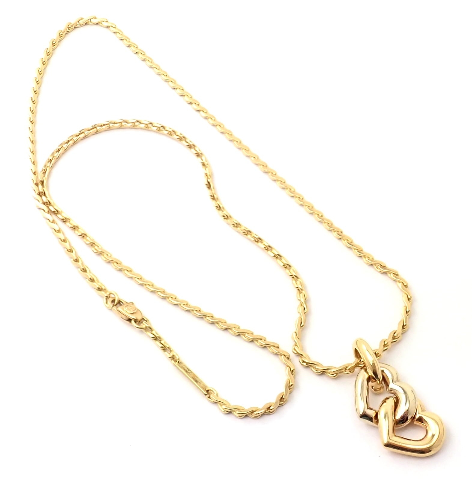 Cartier Jewelry & Watches:Fine Jewelry:Necklaces & Pendants Authentic! Cartier 18k Yellow White Gold Double Heart Pendant S Chain Necklace