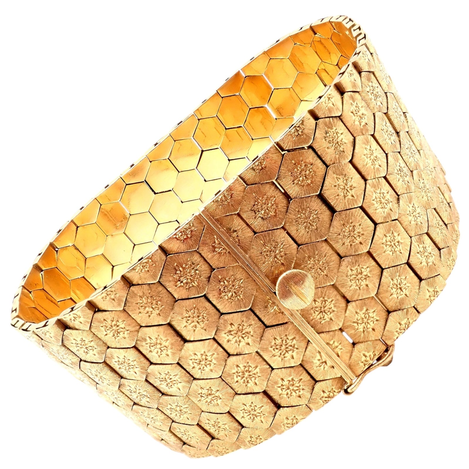 Authentic! Vintage Mario Buccellati 18k Yellow Gold Honeycomb Hexagon Bracelet | Fortrove