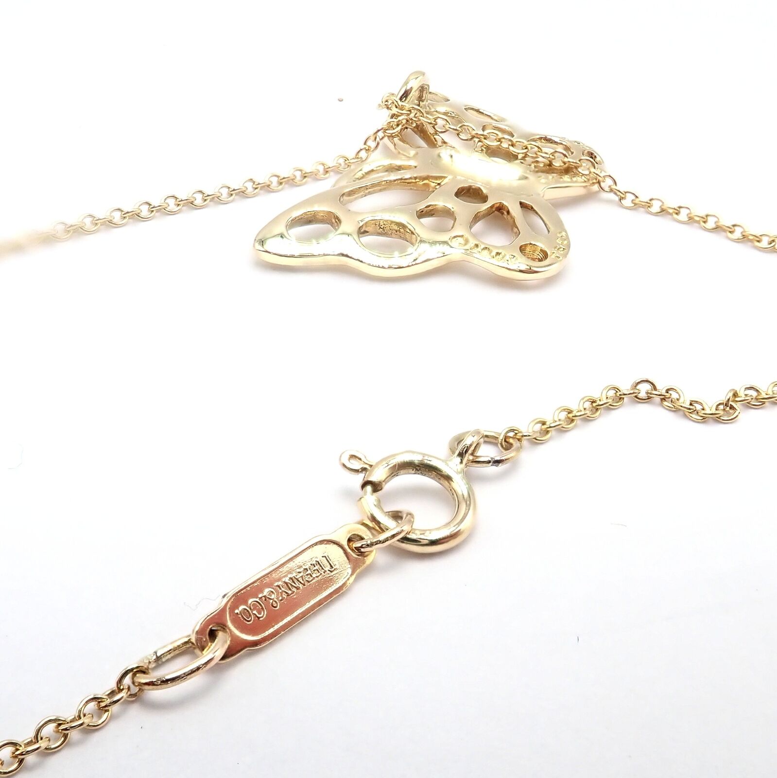 Authentic! Tiffany & Co Cummings 18k Yellow Gold Butterfly Pendant Necklace 1988 | Fortrove