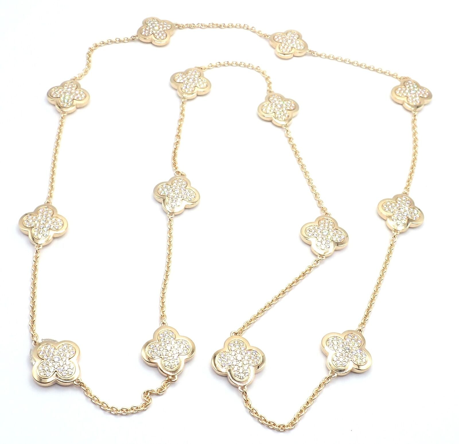 Authentic Van Cleef & Arpels 18k Yellow Gold Diamond Pure Alhambra Long Necklace | Fortrove