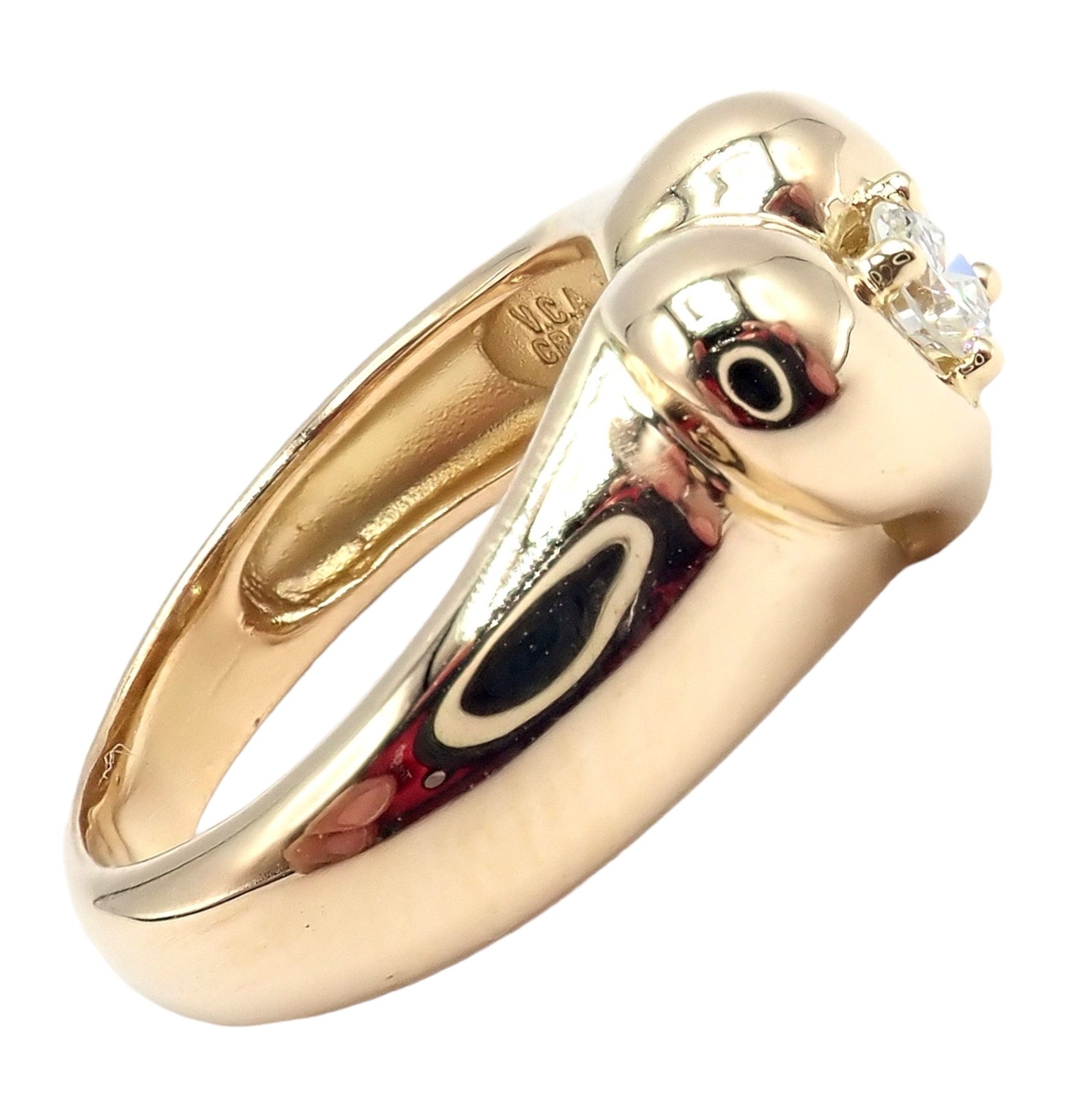 Rare! Authentic Van Cleef & Arpels 18k Yellow Gold Diamond Heart Ring | Fortrove