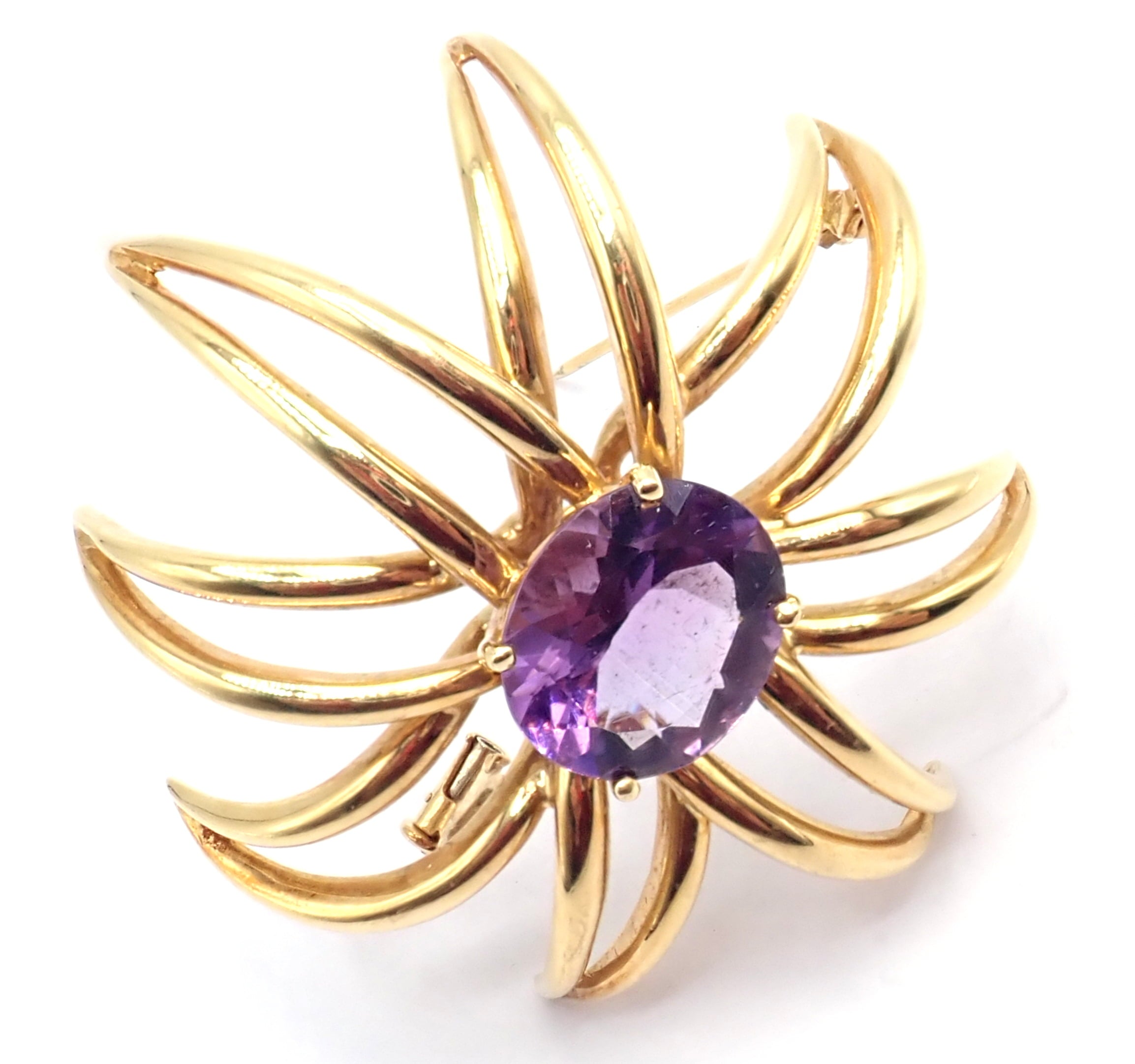 Tiffany & Co. Jewelry & Watches:Fine Jewelry:Brooches & Pins Authentic! Tiffany & Co Fireworks 18k Yellow Gold Amethyst Pin Brooch 1994