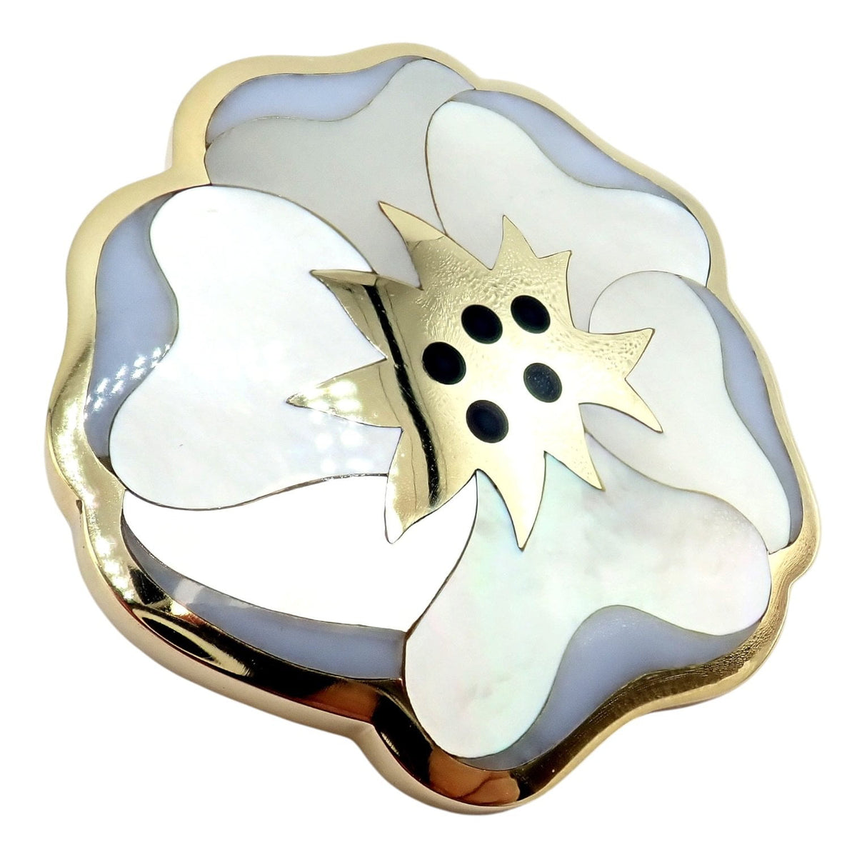 Tiffany & Co. Jewelry & Watches:Fine Jewelry:Brooches & Pins Rare! Tiffany & Co. Cummings 18k Yellow Gold Inlay Onyx Mother of Pearl Brooch