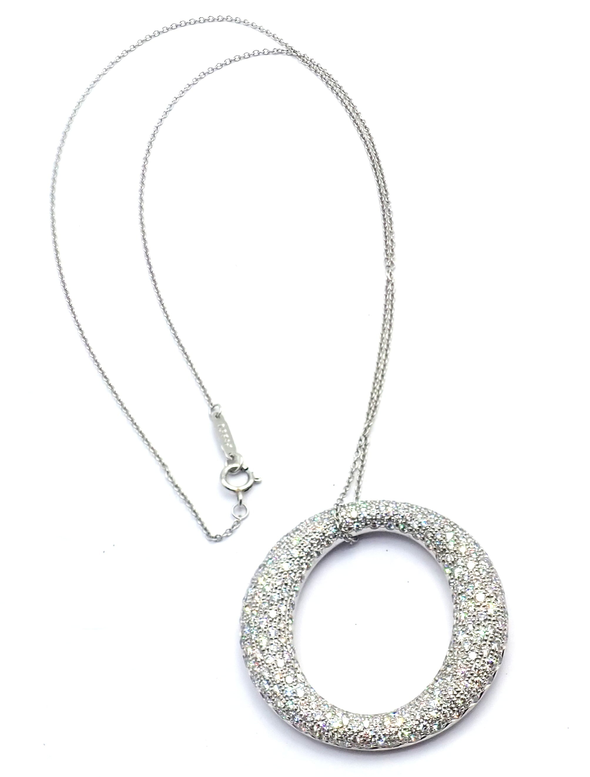 Tiffany & Co Peretti Platinum Diamond Large 35mm Sevillana Pendant Necklace | Fortrove