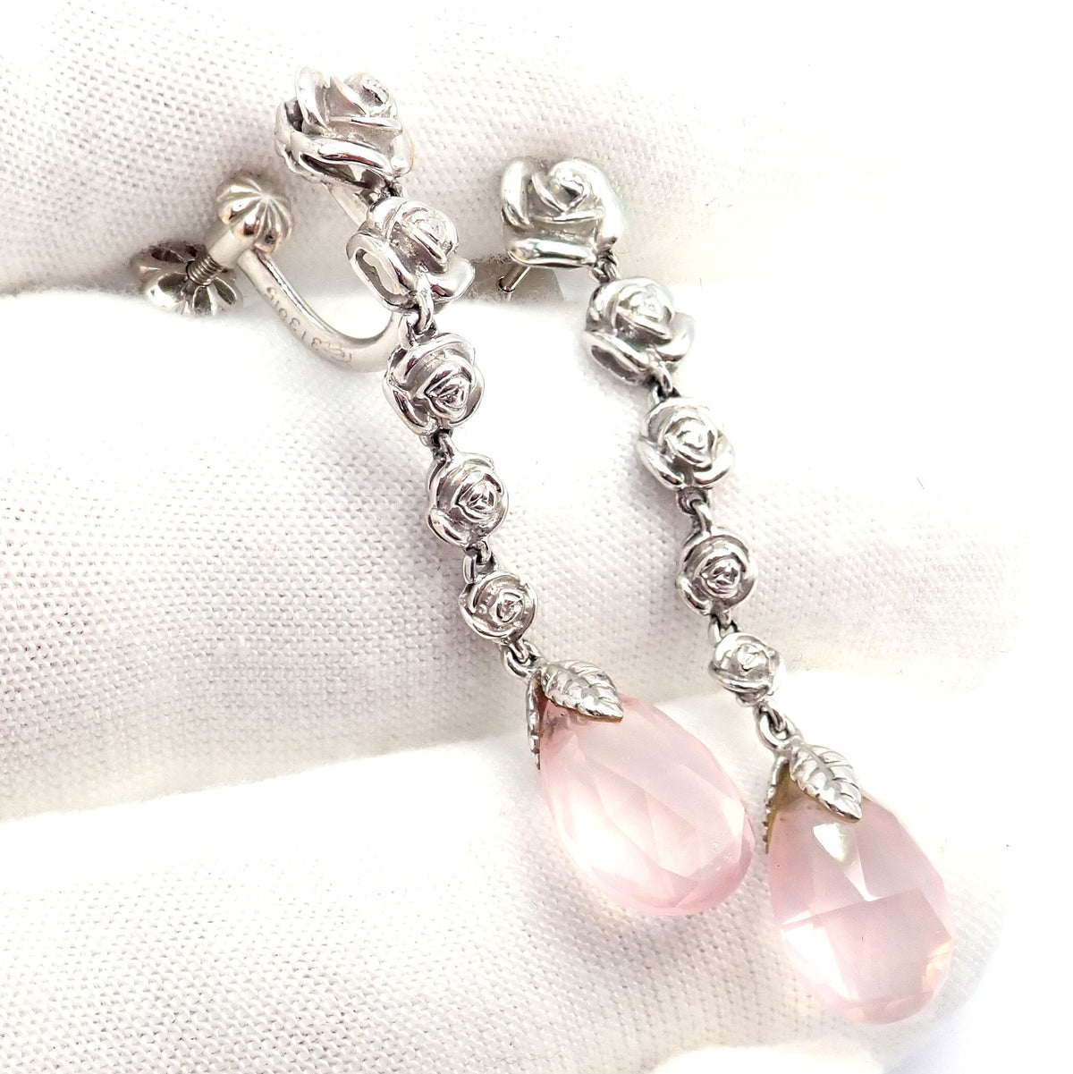 Carrera y Carrera Jewelry & Watches:Fine Jewelry:Earrings Rare! Carrera Y Carrera CyC 18k White Gold Pink Stone Rose Unique Earrings
