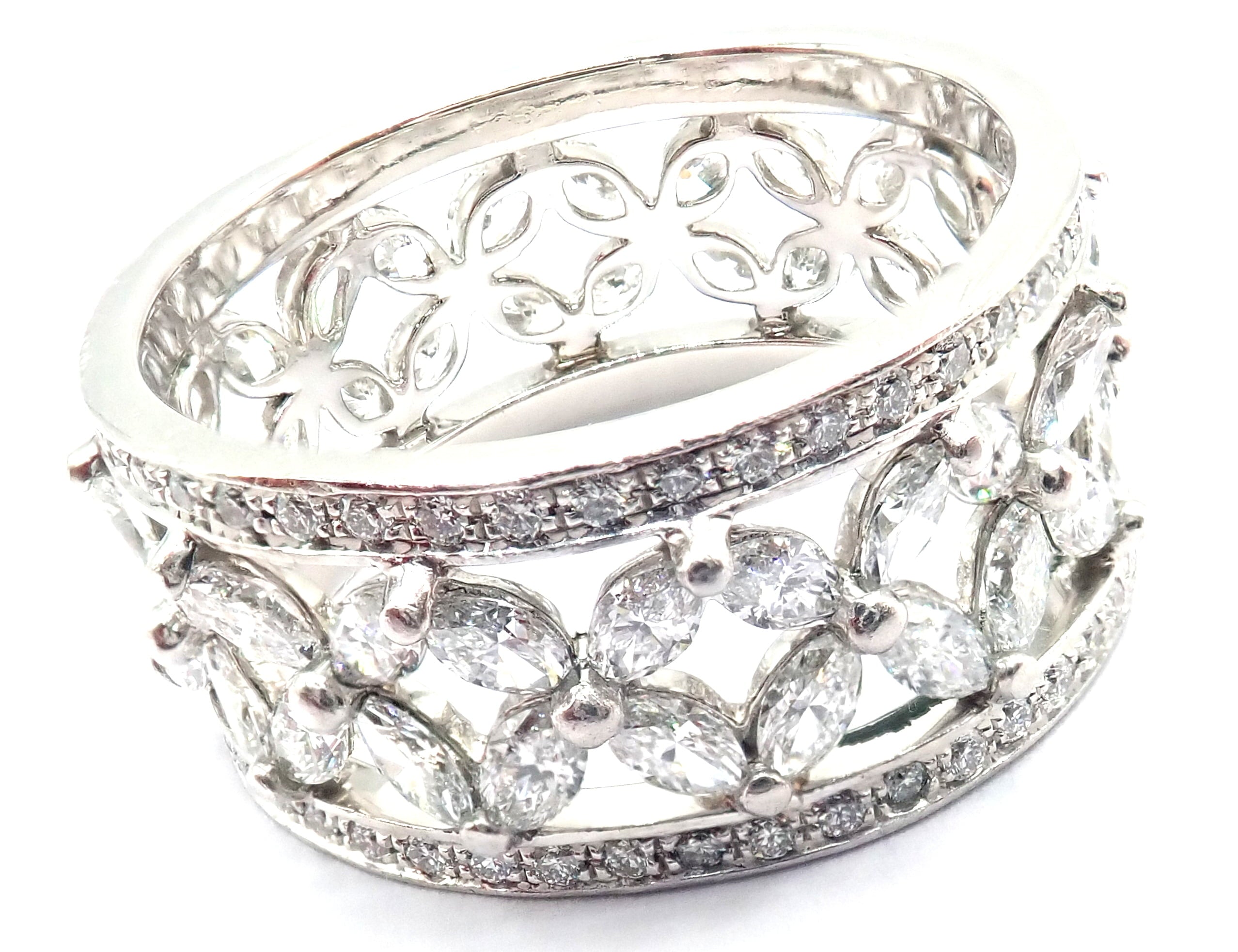 Tiffany & Co. Jewelry & Watches:Vintage & Antique Jewelry:Rings Authentic! Tiffany & Co Victoria Platinum Diamond Wide Band Ring Size 7 1/4
