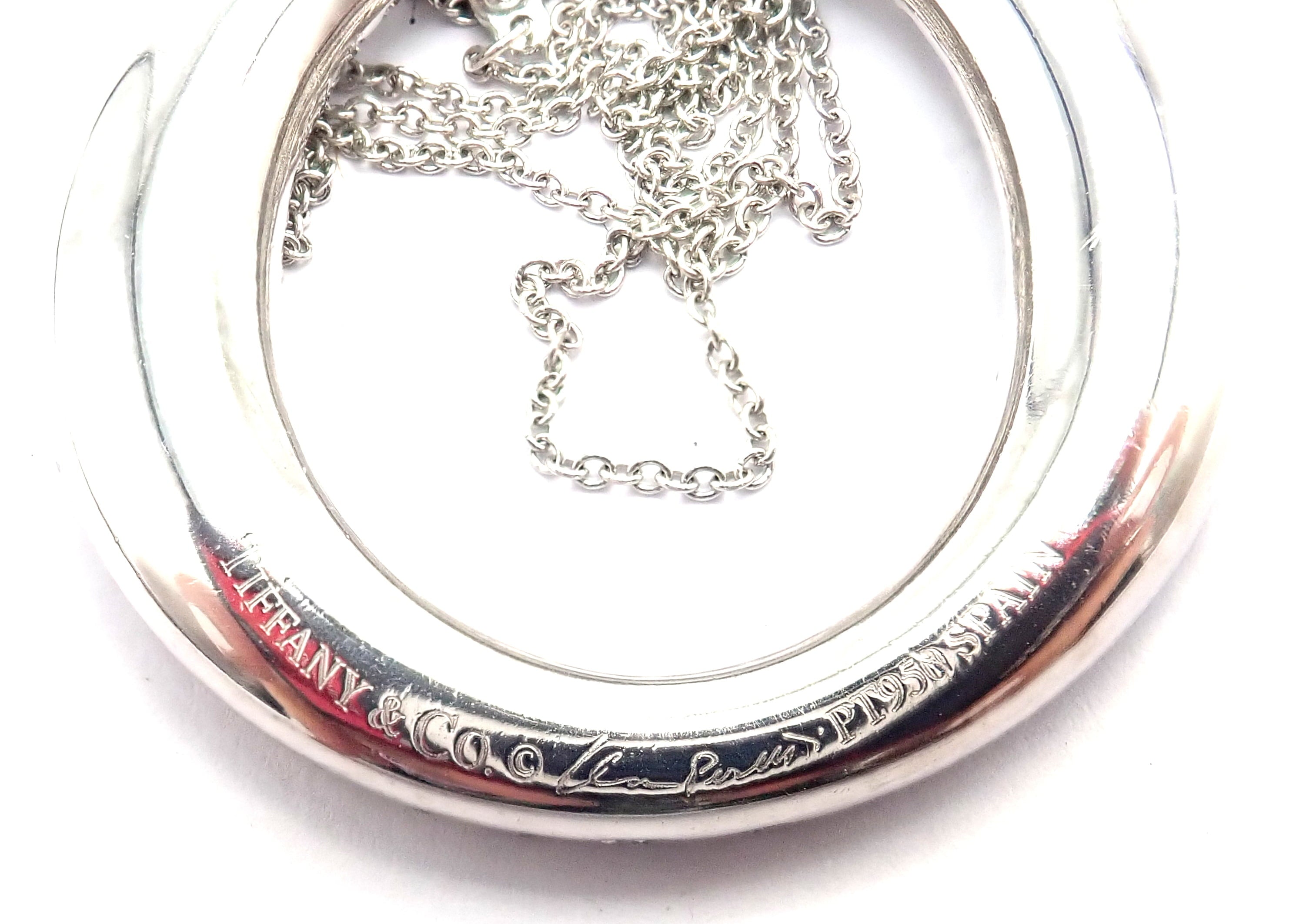 Tiffany & Co Peretti Platinum Diamond Large 35mm Sevillana Pendant Necklace | Fortrove
