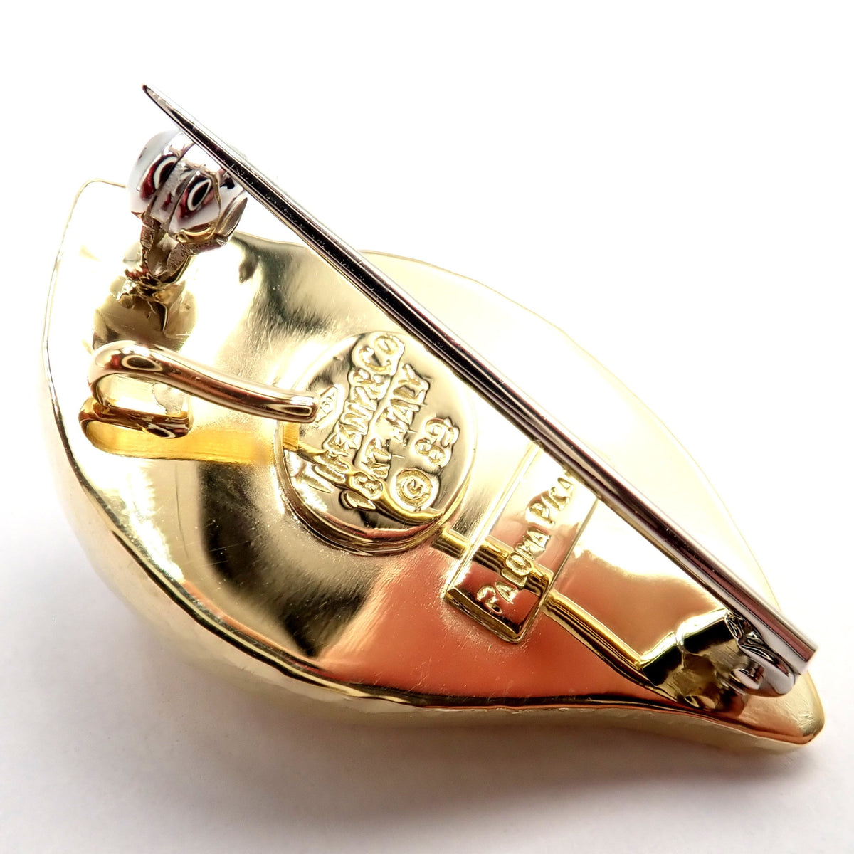 Tiffany & Co. Jewelry & Watches:Fine Jewelry:Brooches & Pins Vintage Tiffany & Co. Picasso Hammered 18k Yellow Gold Diamond Leaf Brooch 1989