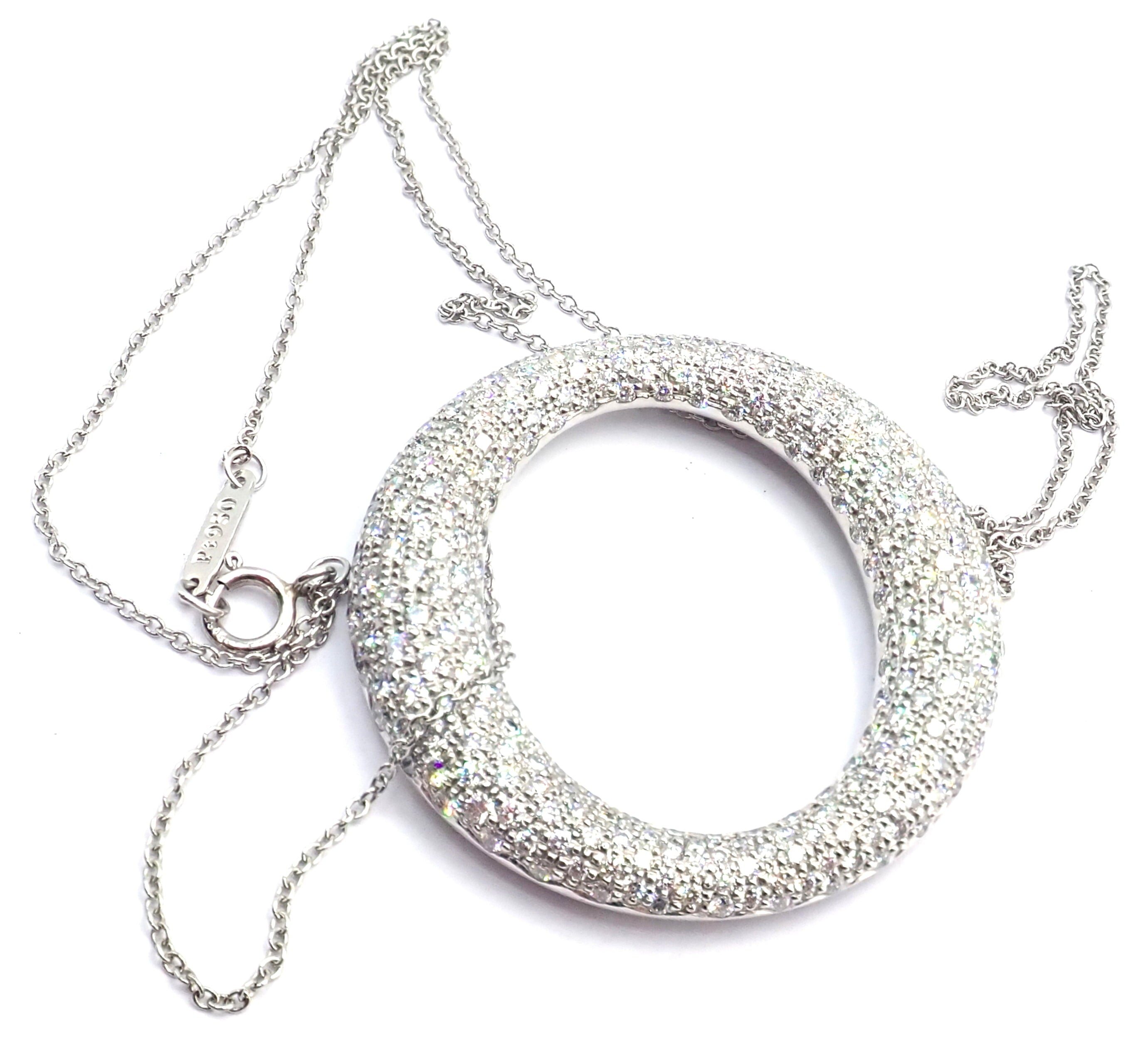 Tiffany & Co Peretti Platinum Diamond Large 35mm Sevillana Pendant Necklace | Fortrove