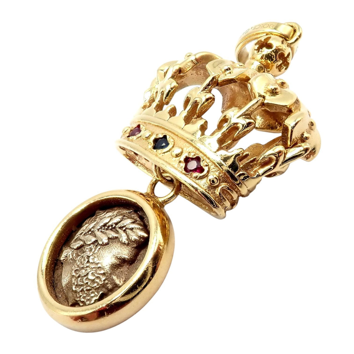Dolce&Gabbana Jewelry & Watches:Fine Jewelry:Necklaces & Pendants Rare Vintage Dolce & Gabbana 18k Yellow Gold Crown Ancient Coin Pendant Charm