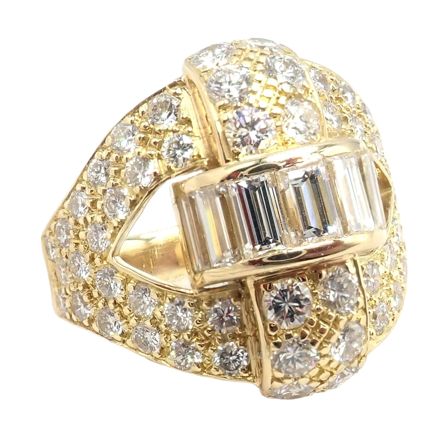 Rare! Authentic Piaget 18K Yellow Gold 3Ct Diamond Cocktail Ring | Fortrove