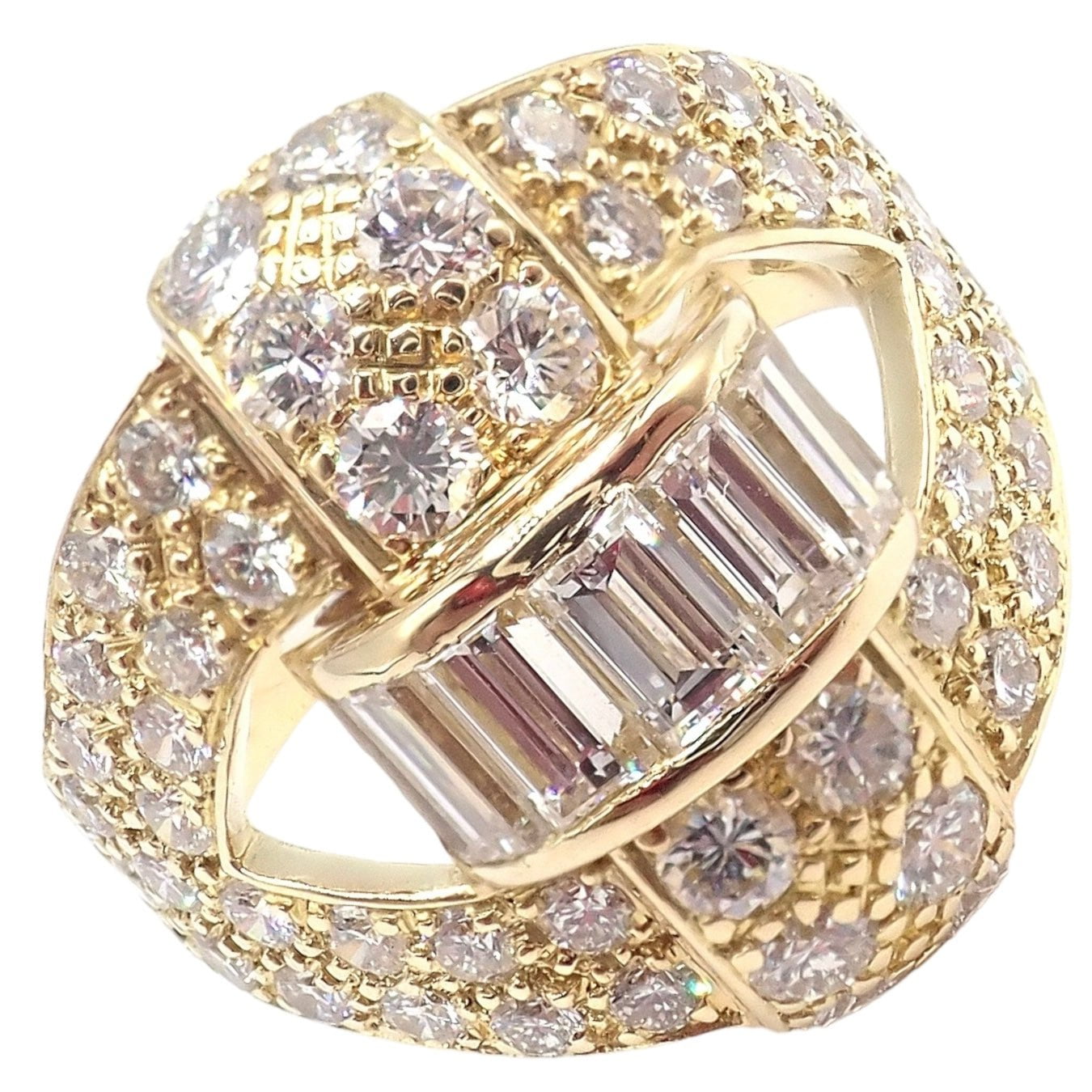 Rare! Authentic Piaget 18K Yellow Gold 3Ct Diamond Cocktail Ring | Fortrove
