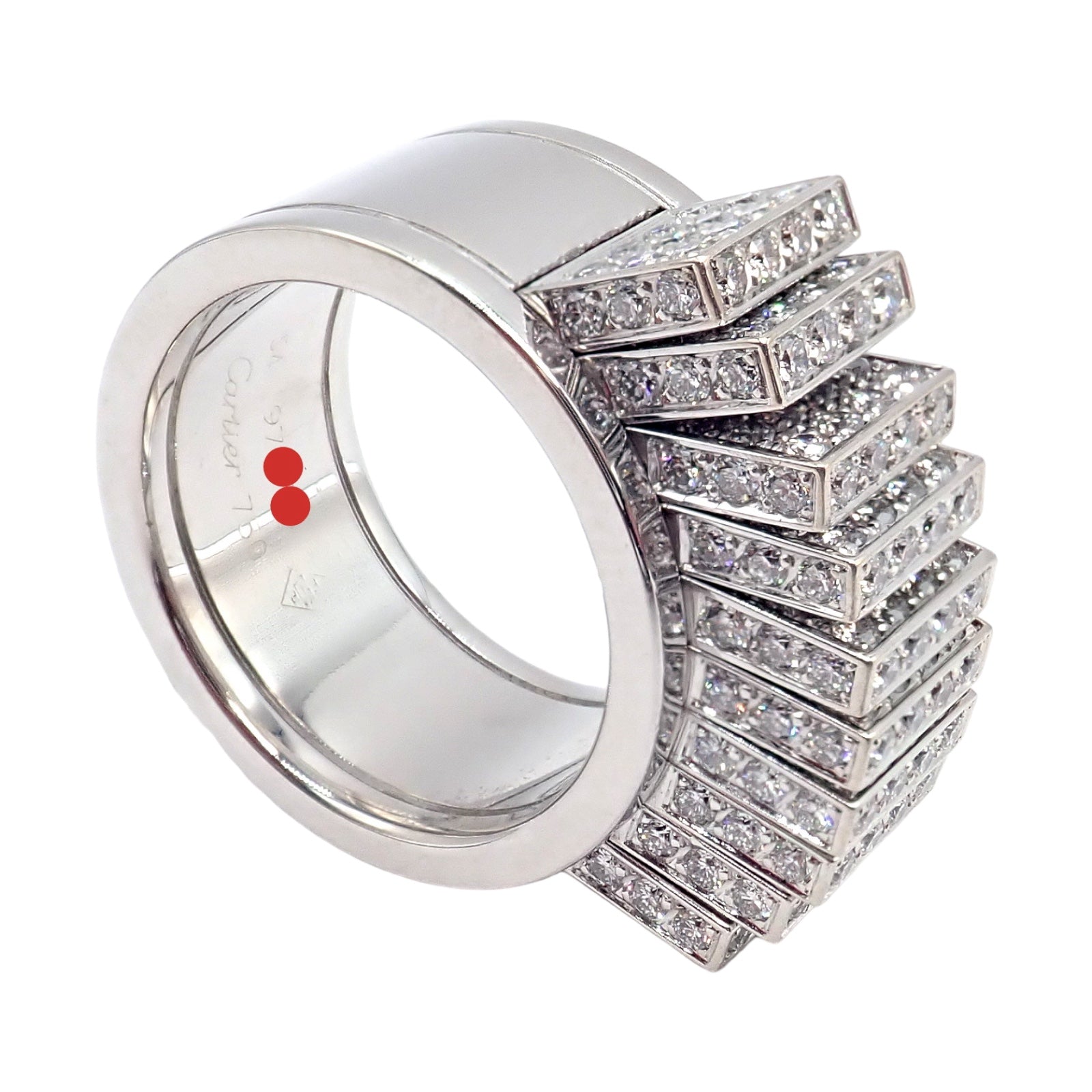 Cartier Jewelry & Watches:Fine Jewelry:Rings Authentic Cartier 18k White Gold Diamond Fan Ring Paper