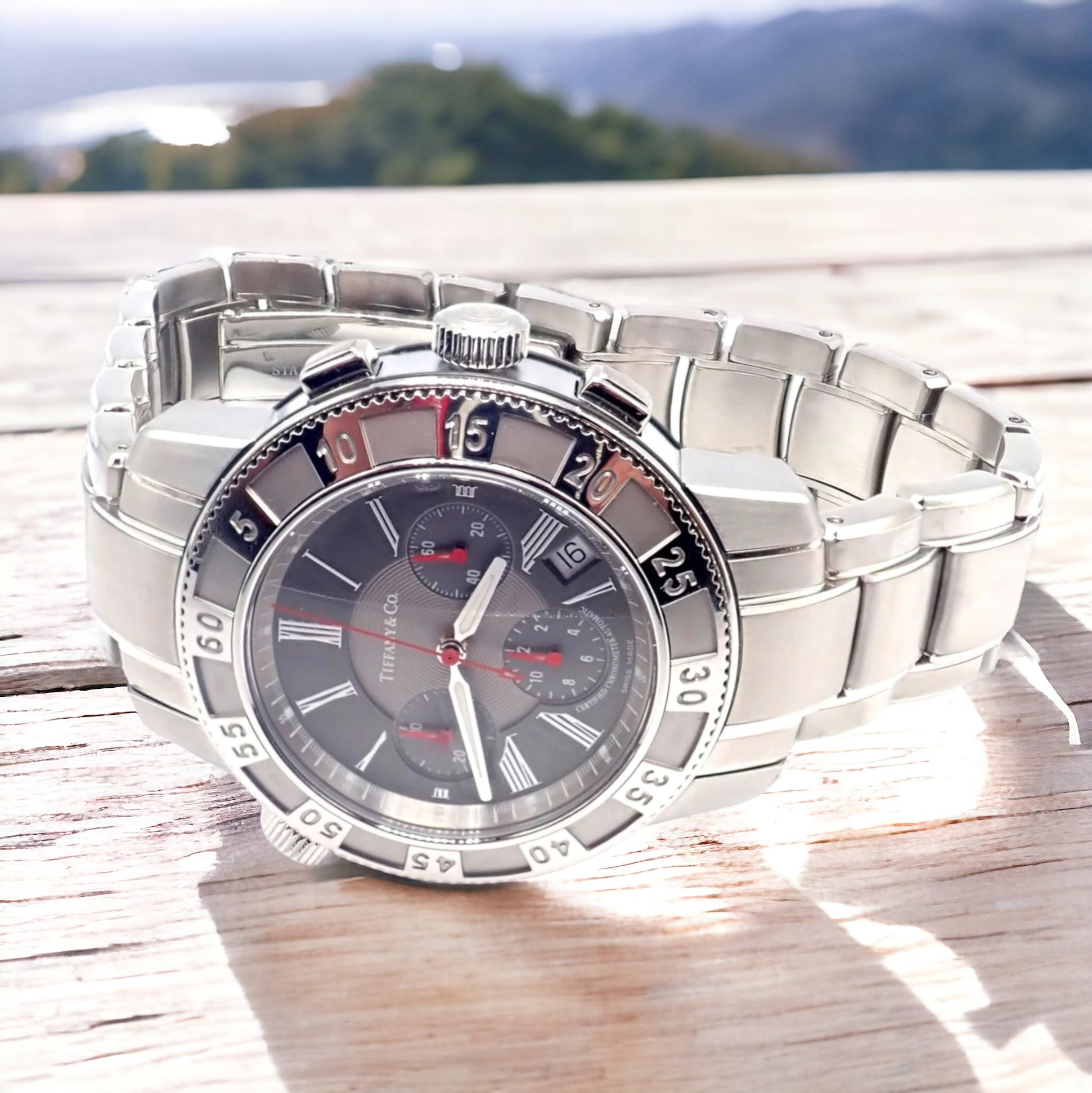 Authentic! Tiffany & Co Mark T-57 Stainless Steel Chronograph Automatic Watch | Fortrove