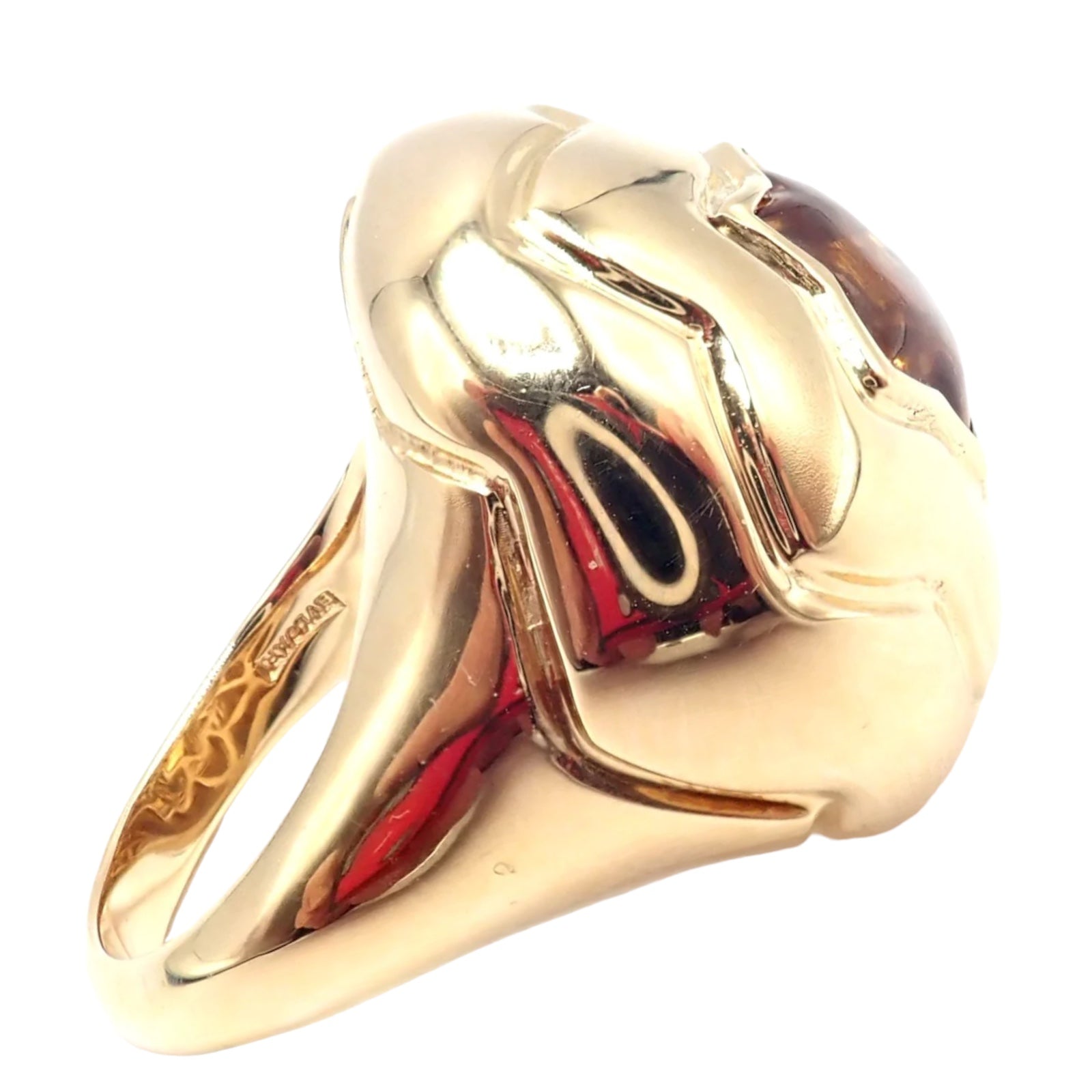 Authentic Bulgari Bvlgari 18k Yellow Gold Star Of David Shape Citrine Bombe Ring | Fortrove