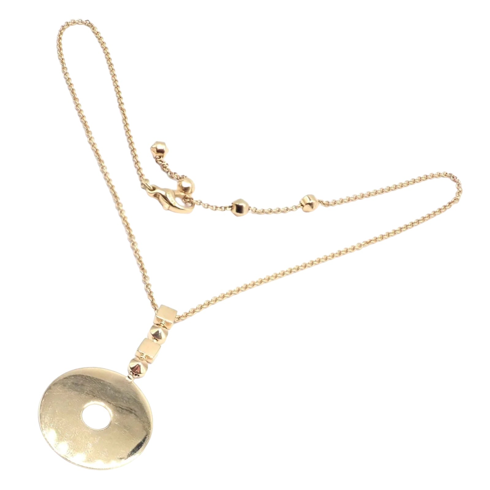 Authentic! Bulgari Bvlgari Lucea 18k Yellow Gold Round Pendant Necklace | Fortrove