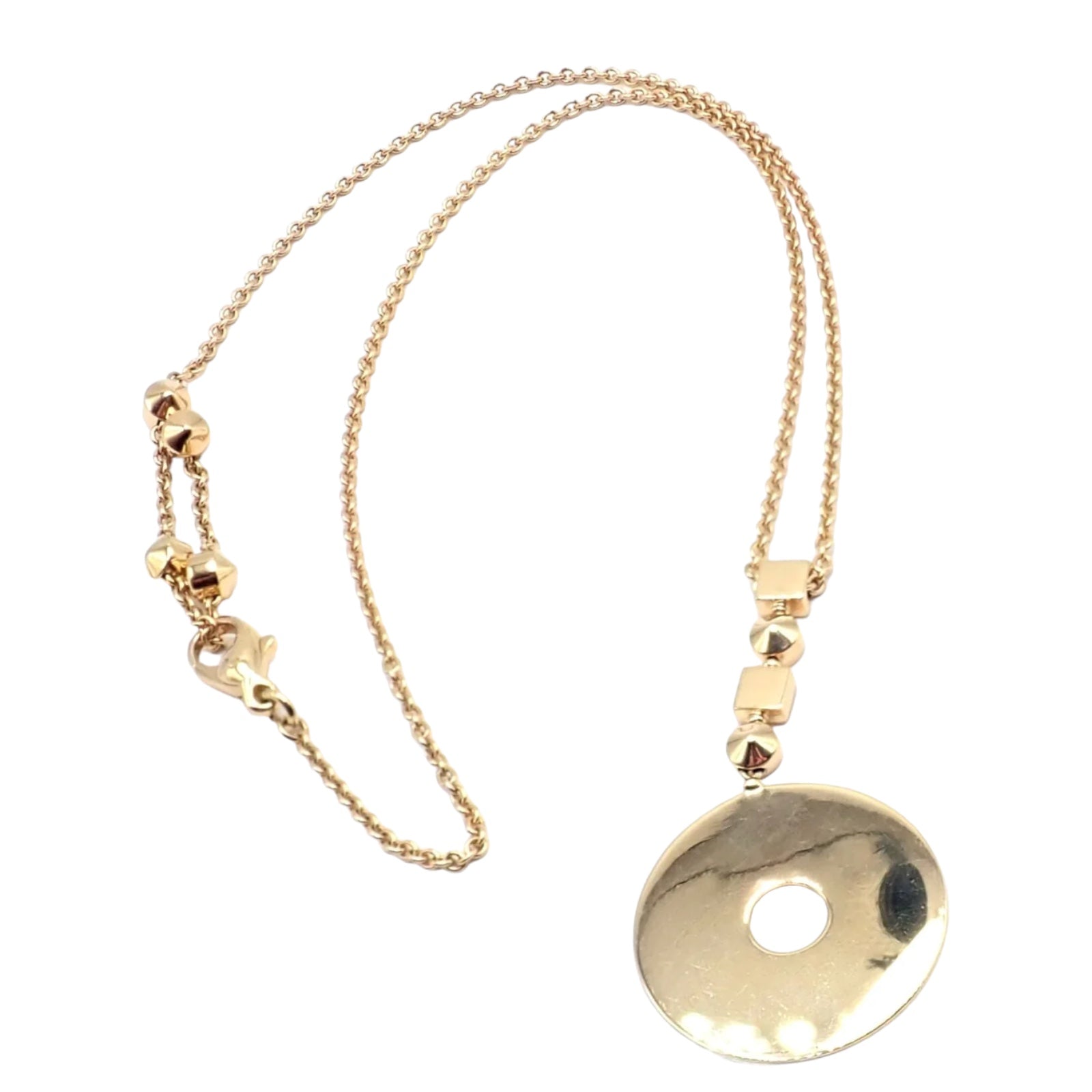 Authentic! Bulgari Bvlgari Lucea 18k Yellow Gold Round Pendant Necklace | Fortrove