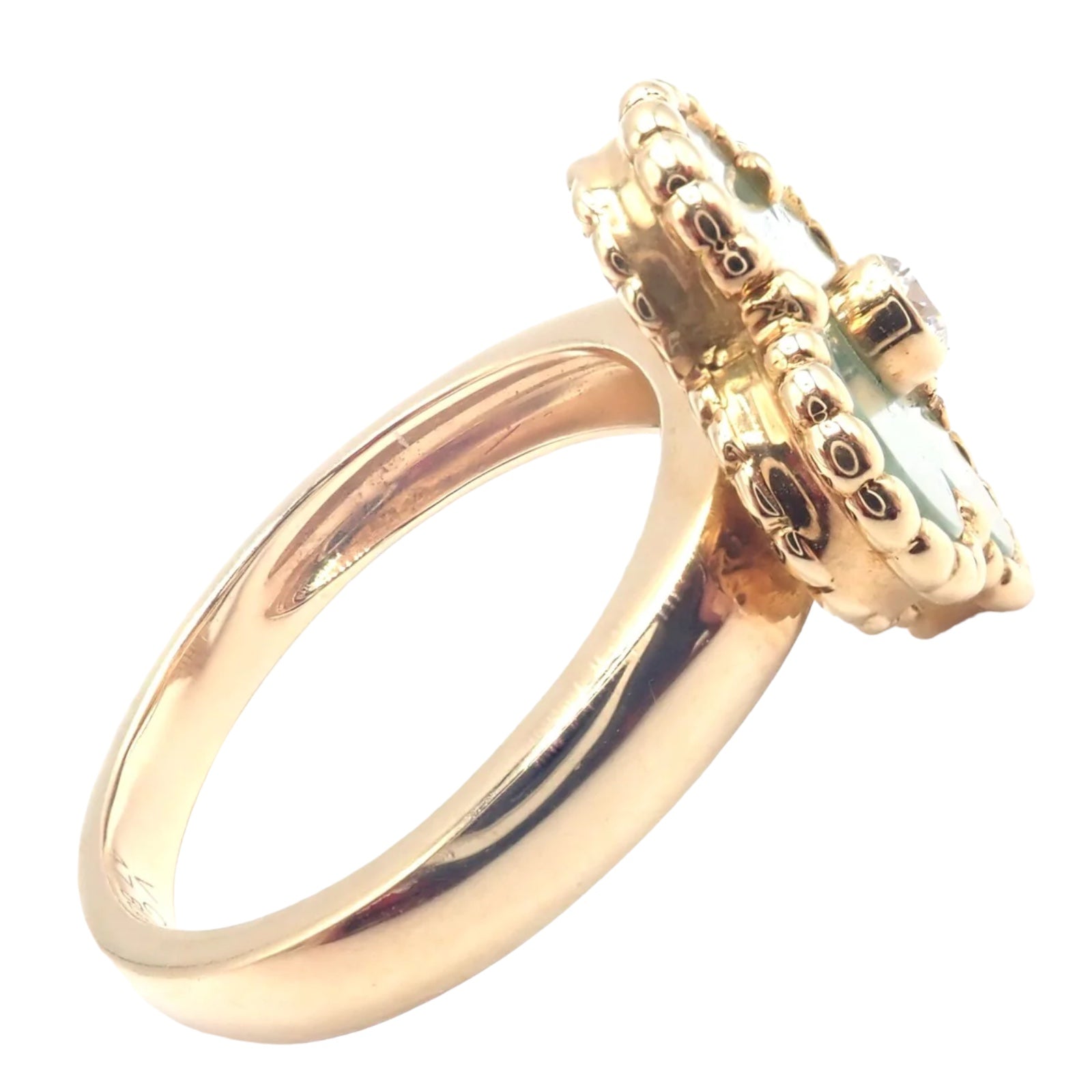 Van Cleef & Arpels Jewelry & Watches:Fine Jewelry:Rings Rare! Van Cleef & Arpels Vintage Alhambra 18k Yellow Gold Diamond Jade Ring Cert