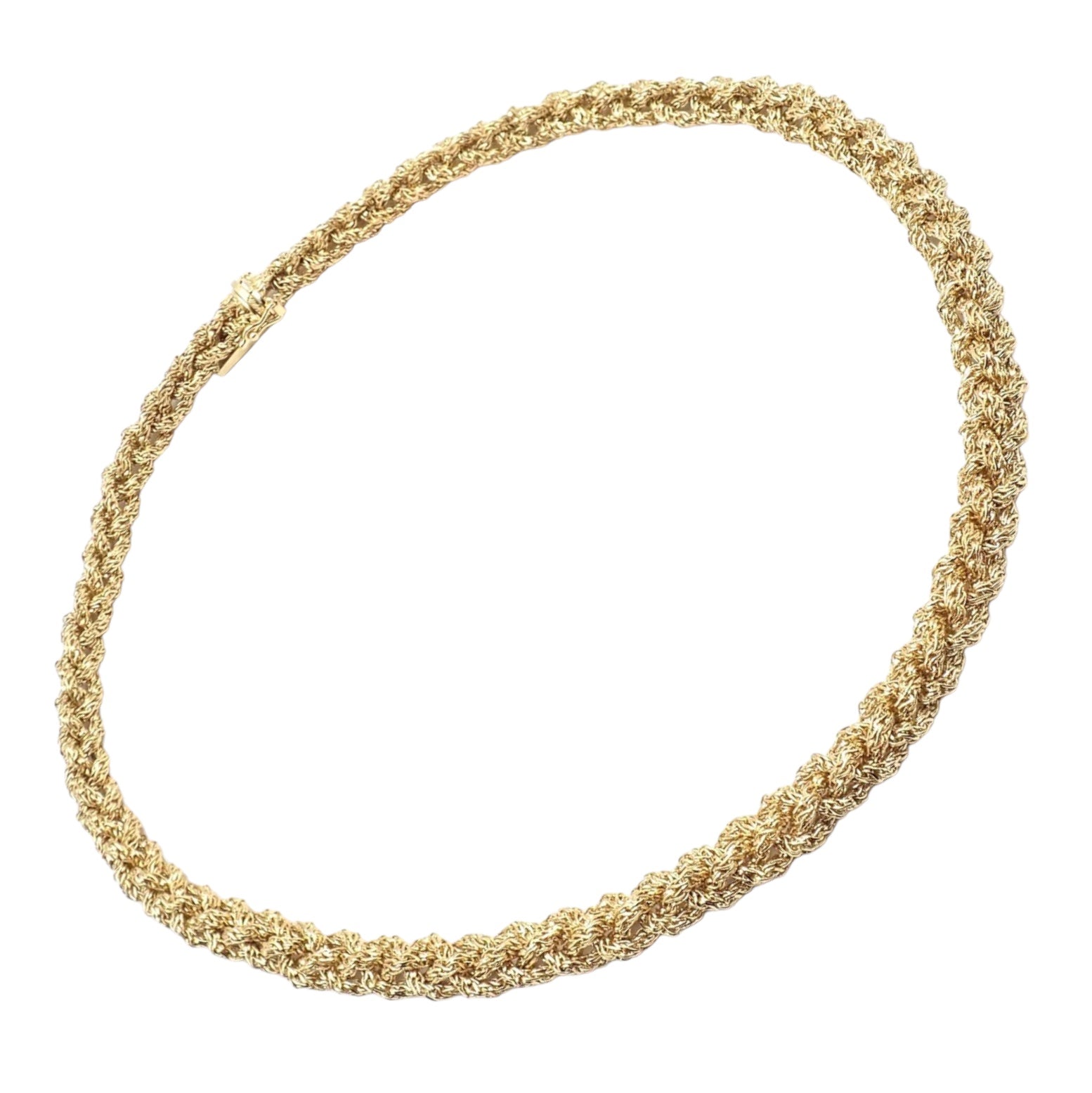 Authentic! Vintage Tiffany & Co 18k Yellow Gold Basketweave Link Chain Necklace | Fortrove