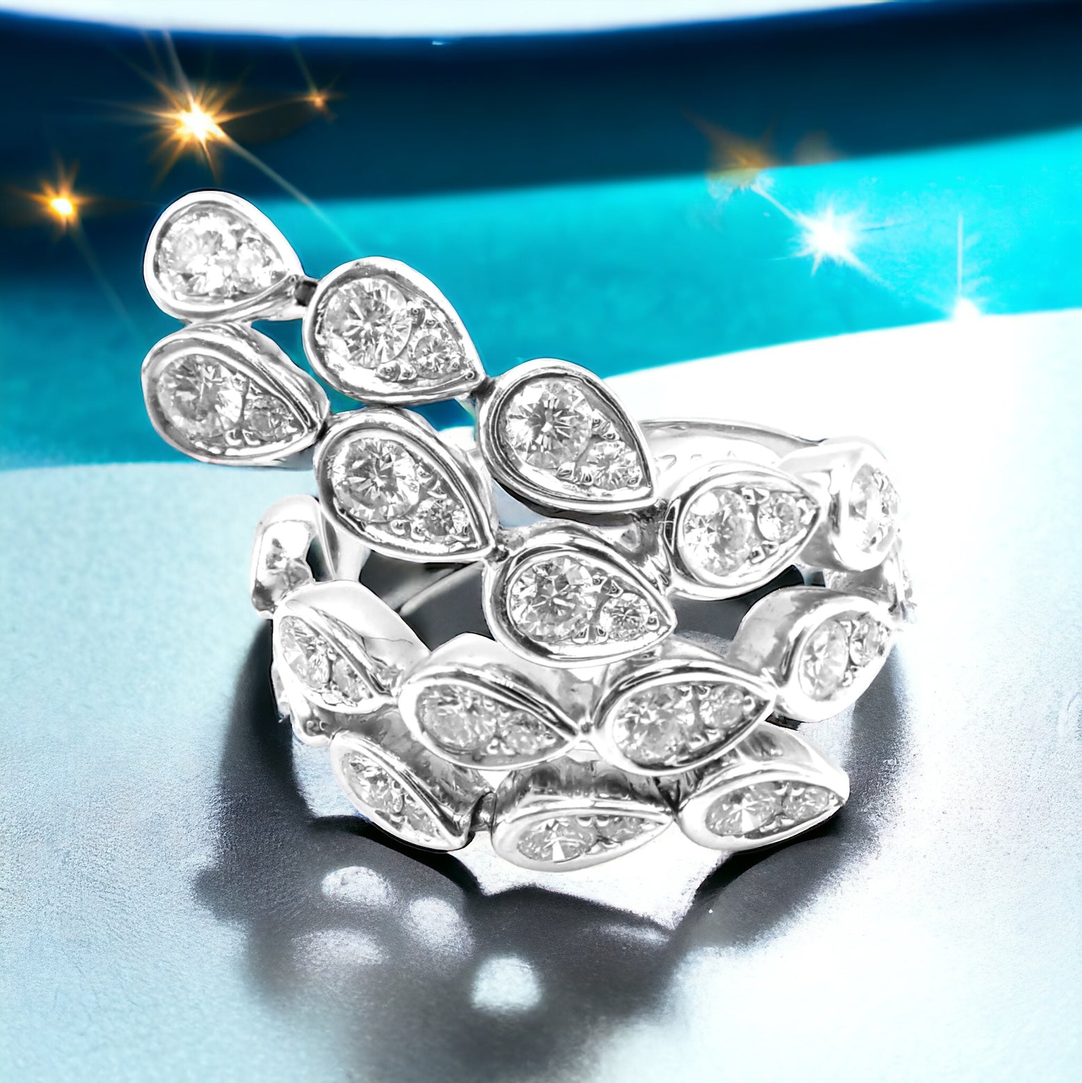 Authentic! Piaget Magic Reflection 18k White Gold Diamond Flexible Ring | Fortrove