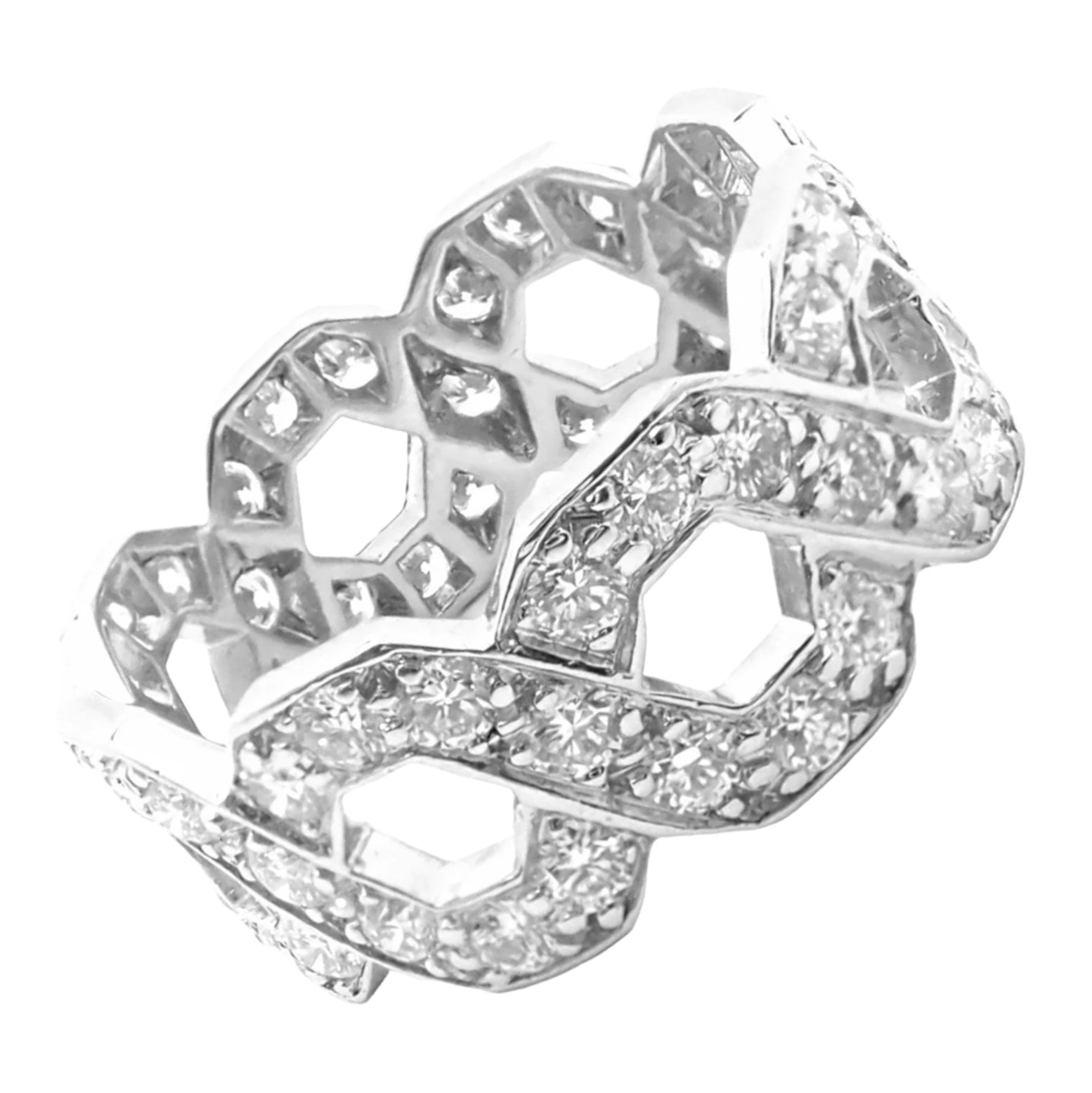 Authentic! Tiffany & Co Platinum Diamond Eternal Wide Link Band Ring Size 5.25 | Fortrove