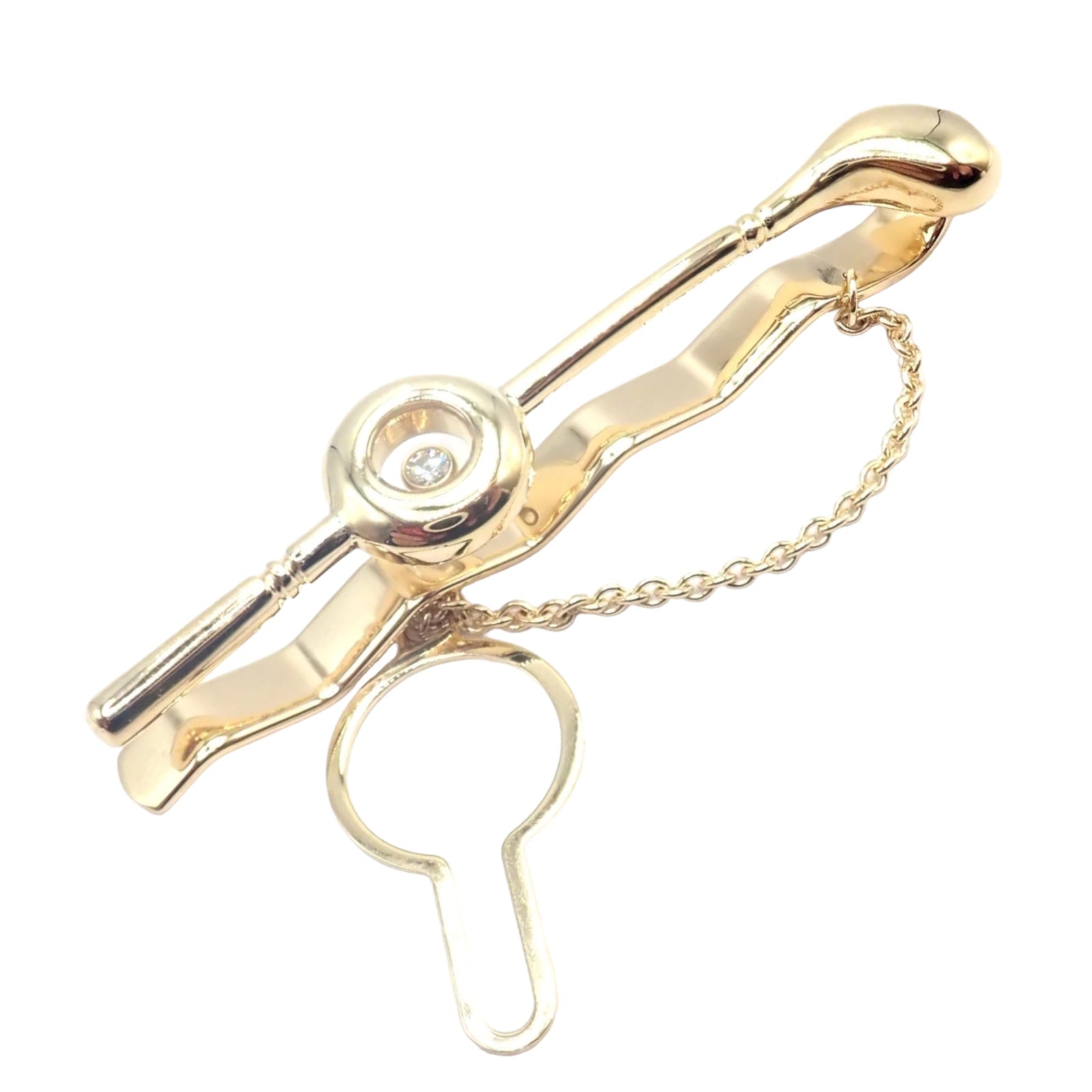 Authentic Vintage Chopard 18k Yellow Gold Happy Diamond Golf Club Tie Clip Clasp | Fortrove