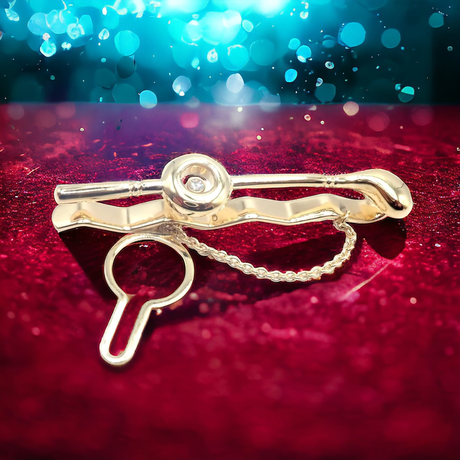 Authentic Vintage Chopard 18k Yellow Gold Happy Diamond Golf Club Tie Clip Clasp | Fortrove