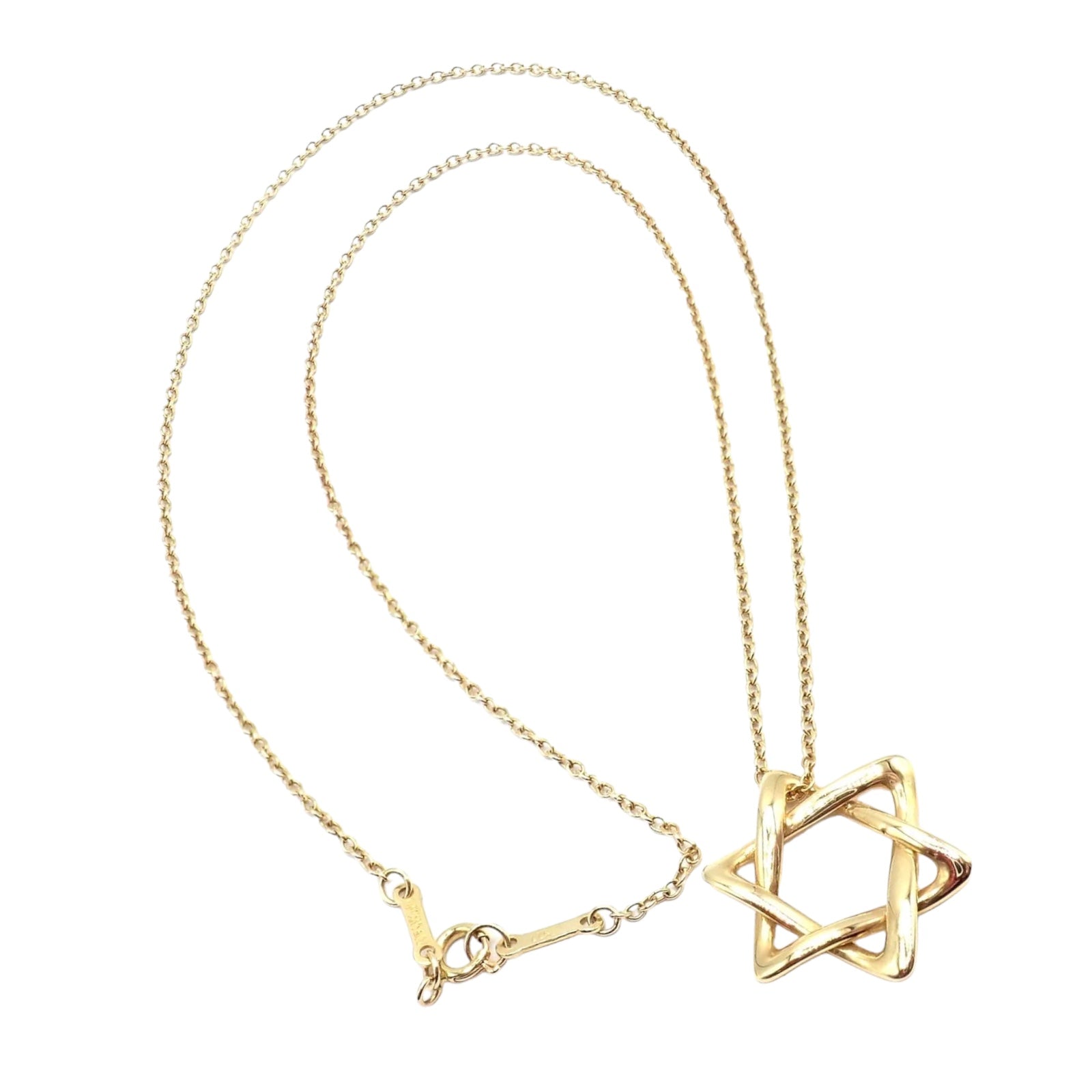 Authentic! Tiffany & Co Peretti 18k Yellow Gold Star Of David Pendant Necklace | Fortrove