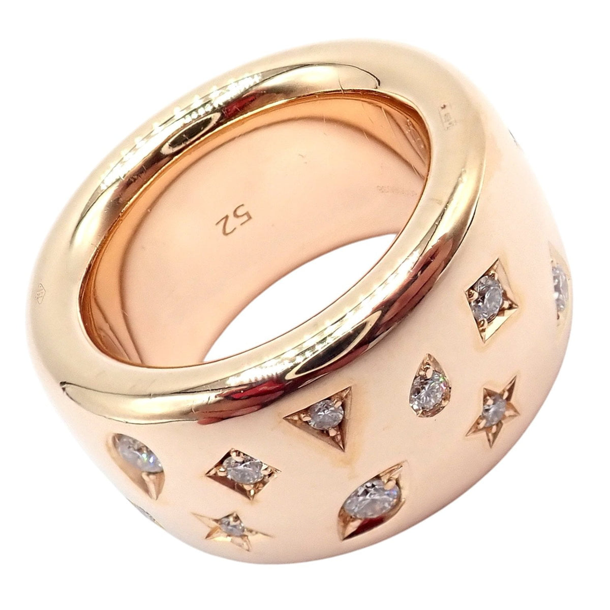 Pomellato Jewelry & Watches:Fine Jewelry:Rings Rare! Pomellato 18k Rose Gold Diamond Wide Band Maxi Iconica Ring 52 6