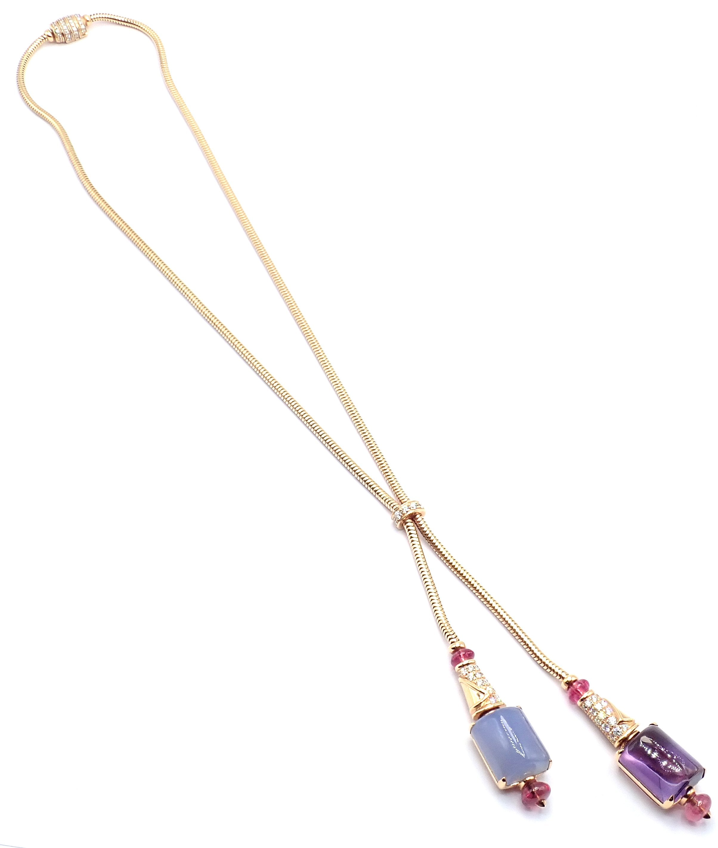 Bvlgari Jewelry & Watches:Fine Jewelry:Necklaces & Pendants Bvlgari Bulgari 18k Rose Gold Amethyst Chalcedony Tourmaline Lariat Necklace