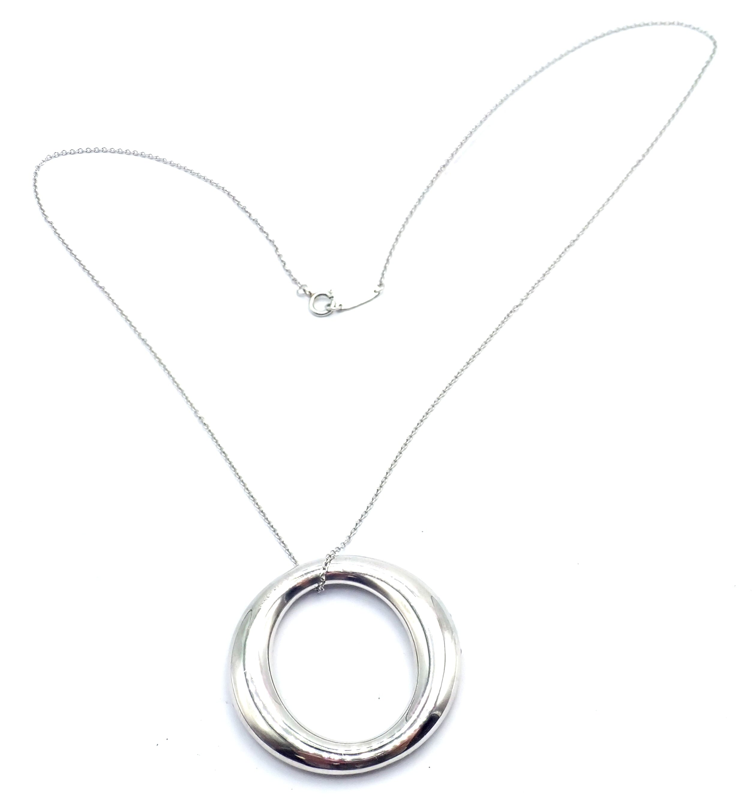Tiffany & Co Peretti Platinum Diamond Large 35mm Sevillana Pendant Necklace | Fortrove