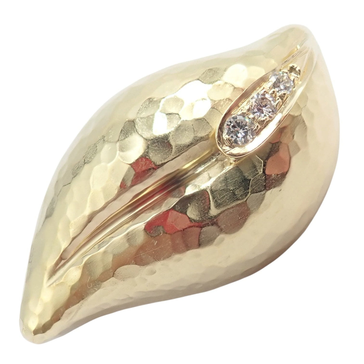 Tiffany & Co. Jewelry & Watches:Fine Jewelry:Brooches & Pins Vintage Tiffany & Co. Picasso Hammered 18k Yellow Gold Diamond Leaf Brooch 1989