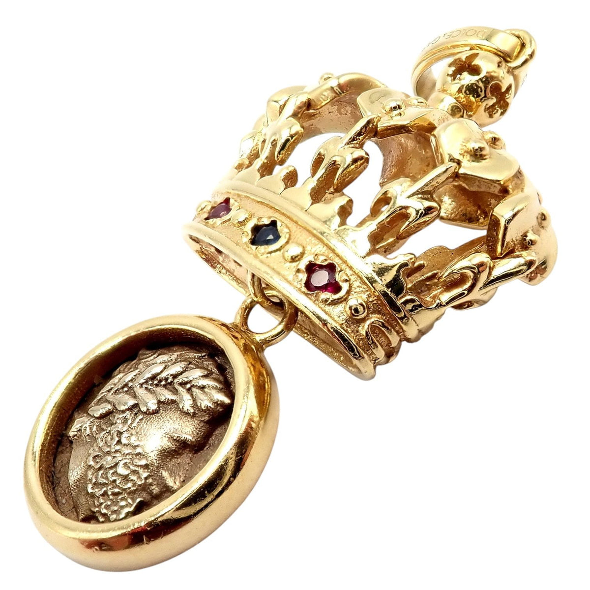 Dolce&Gabbana Jewelry & Watches:Fine Jewelry:Necklaces & Pendants Rare Vintage Dolce & Gabbana 18k Yellow Gold Crown Ancient Coin Pendant Charm