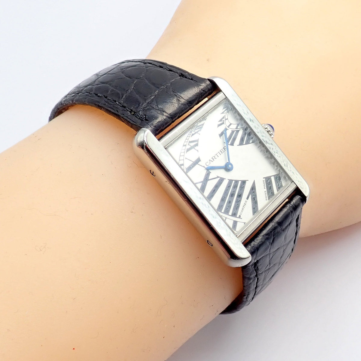 Cartier Jewelry & Watches:Watches, Parts & Accessories:Watches:Wristwatches Rare! Cartier Tank SS Solo Piano Dial Watch 2011 Box + Papers Ref W5200018