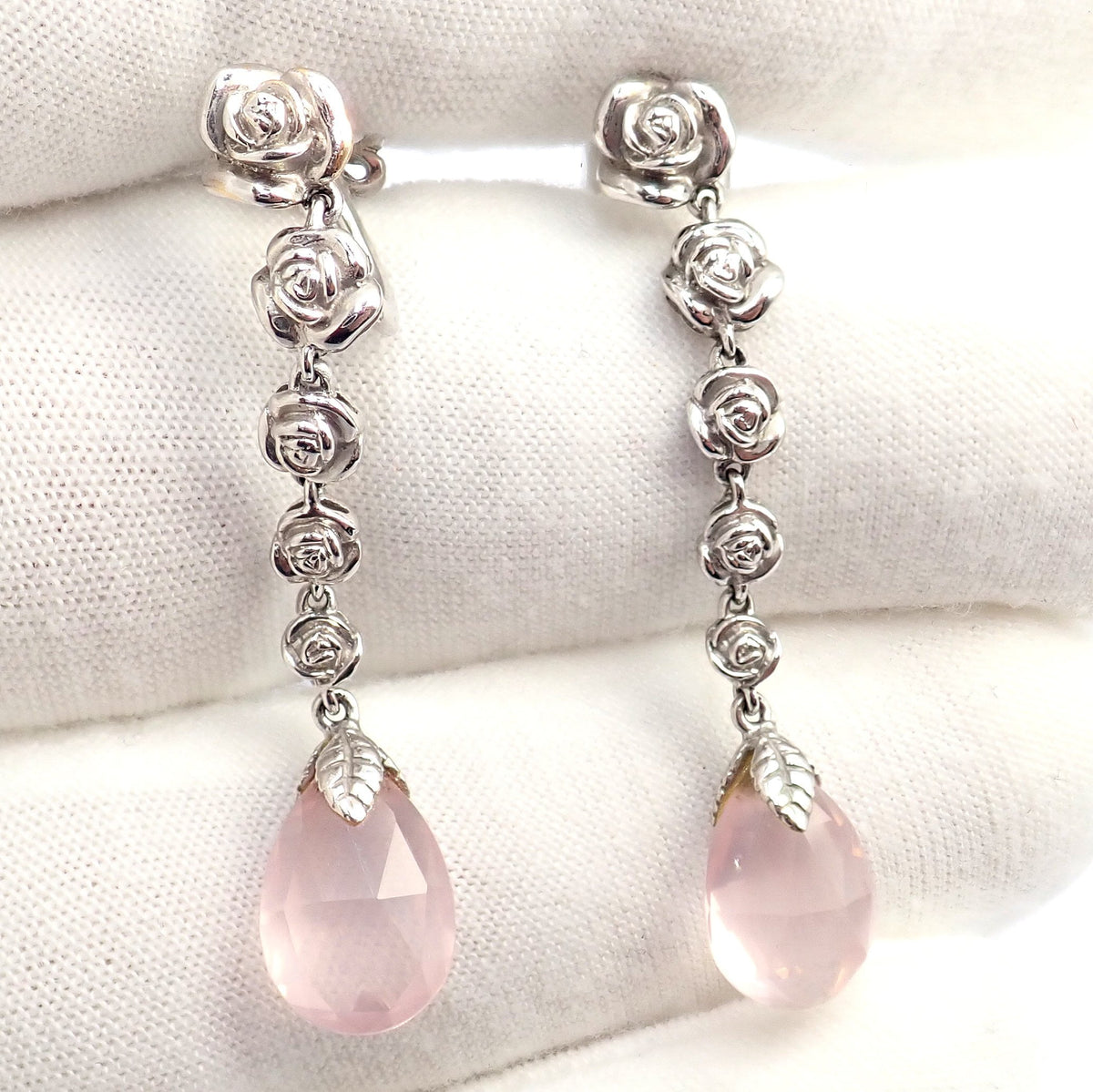 Carrera y Carrera Jewelry & Watches:Fine Jewelry:Earrings Rare! Carrera Y Carrera CyC 18k White Gold Pink Stone Rose Unique Earrings