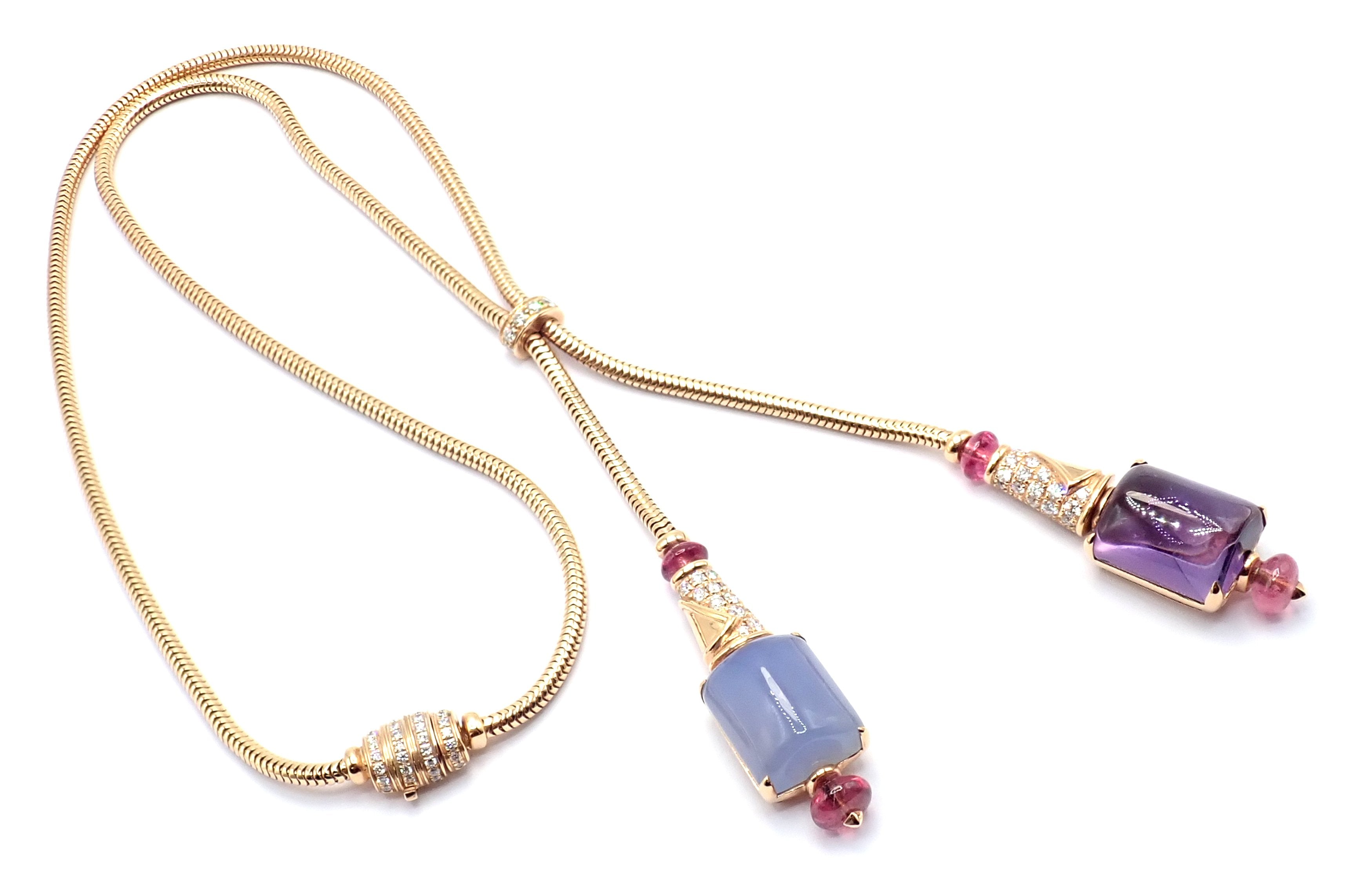 Bvlgari Jewelry & Watches:Fine Jewelry:Necklaces & Pendants Bvlgari Bulgari 18k Rose Gold Amethyst Chalcedony Tourmaline Lariat Necklace