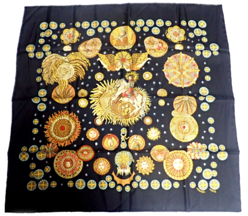 Hermes Clothing, Shoes & Accessories:Women:Women's Accessories:Scarves & Wraps Authentic RARE! Hermes Carre Le Roy Soleil The Sun King Vintage 90cm Silk Scarf