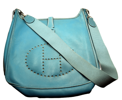 Authentic! Hermes Evelyne Blue Jean Epsom Leather PM Handbag Purse | Fortrove
