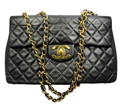 Chanel Jumbo Maxi Black Quilted Single Flap Handbag Purse Fortrove