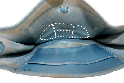Authentic! Hermes Evelyne Blue Jean Clemence Leather PM Handbag Purse | Fortrove