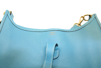 Authentic! Hermes Evelyne Blue Jean Clemence Leather GM Handbag Purse | Fortrove