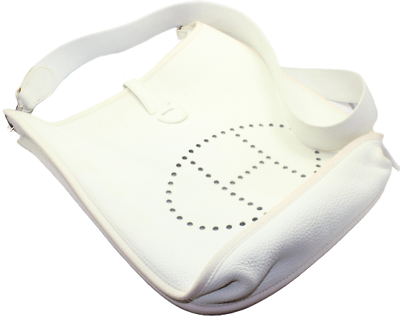 Authentic! Hermes Evelyne Parchment White Clemence Leather PM Handbag Purse | Fortrove