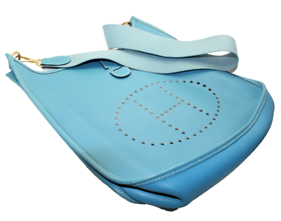 Authentic! Hermes Evelyne Blue Jean Clemence Leather GM Handbag Purse | Fortrove