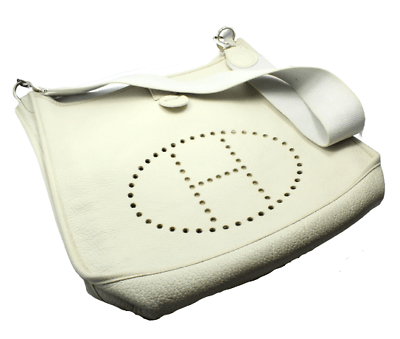 Authentic! Hermes Evelyne Parchment White Clemence Leather GM Handbag Purse | Fortrove