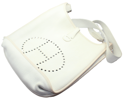 Authentic! Hermes Evelyne Parchment White Clemence Leather PM Handbag Purse | Fortrove