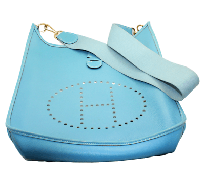 Authentic! Hermes Evelyne Blue Jean Clemence Leather GM Handbag Purse | Fortrove