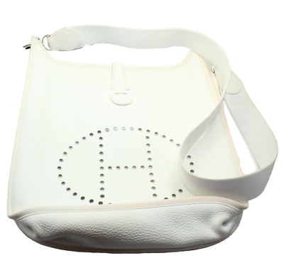 Authentic! Hermes Evelyne Parchment White Clemence Leather PM Handbag Purse | Fortrove