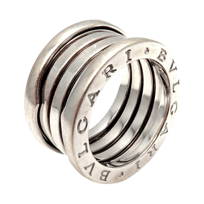 Bulgari 18k White Gold 4 Row B Zero Band Ring Sz us 51 eu 5.75 | Fortrove