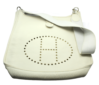 Hermes White Clemence Leather Evelyne III Crossbody Bag