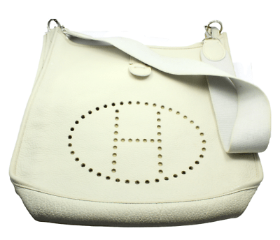 Hermes Clothing, Shoes & Accessories:Women:Women's Bags & Handbags Authentic! Hermes Evelyne Parchment White Clemence Leather GM Handbag Purse